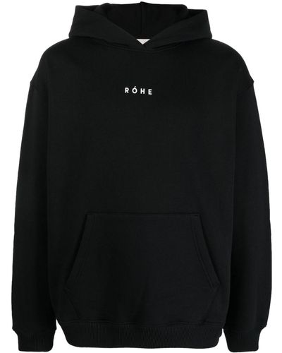 Rohe Logo-print Long-sleeved Hoodie - Black