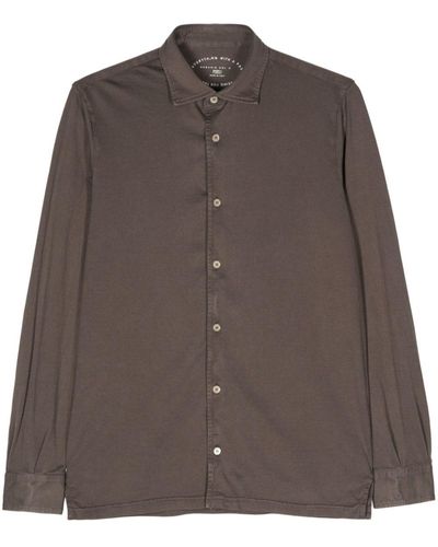 Fedeli Long-sleeve Cotton Shirt - Brown