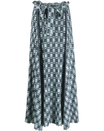 KENZO Monogram-pattern Knitted Maxi Skirt - Blue