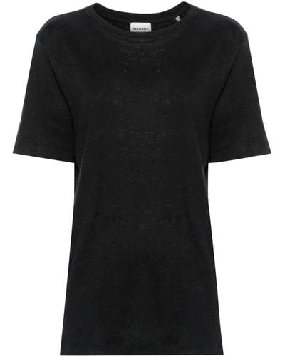 Isabel Marant T-shirt Zewel en lin à logo imprimé - Noir