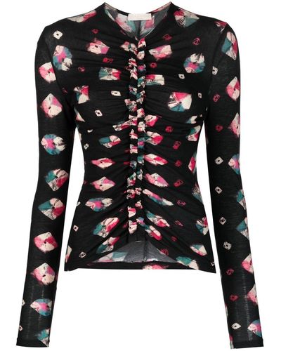 Ulla Johnson Top con ruches Wren - Nero