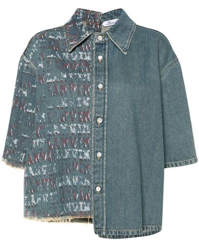 Lanvin Chemise en jean à design patchwork - Bleu