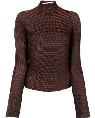 Sunnei Pleated Long-sleeved T-shirt - Brown