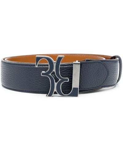 Billionaire Logo-buckle Leather Belt - Blue