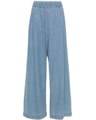 Dries Van Noten Elasticated-waist Pleated Wide-leg Jeans - Blue