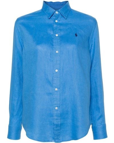 Polo Ralph Lauren Chemise en lin à logo Polo Pony - Bleu
