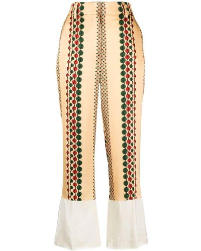 Wales Bonner Abstract-print Cropped Trousers - Natural