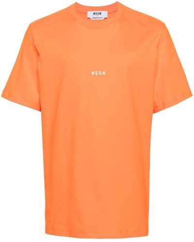 MSGM Logo-print Cotton T-shirt - Orange