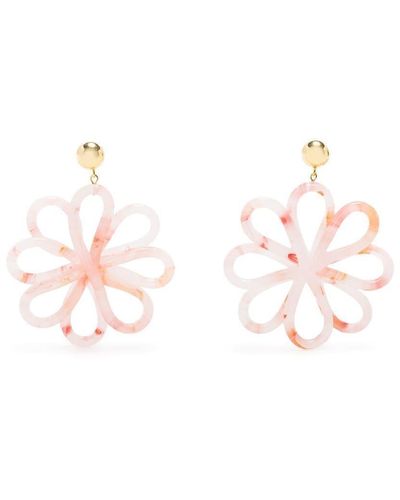 Cult Gaia Pendientes largos con flores oversize - Blanco