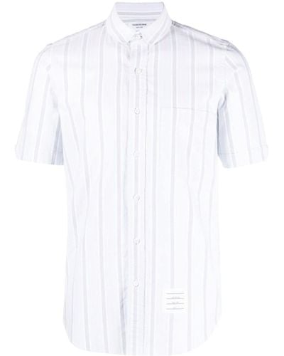 Thom Browne Striped Short-sleeve Cotton Shirt - White
