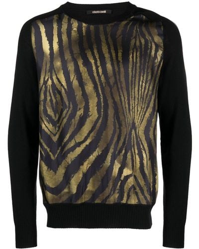 Roberto Cavalli Overhemd Met Zebraprint - Zwart