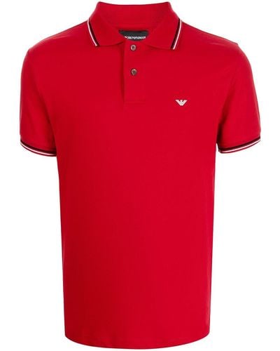 Emporio Armani Poloshirt Met Geborduurd Logo - Rood
