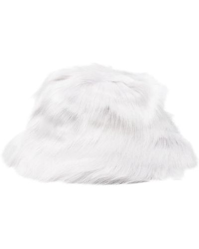 Patrizia Pepe Faux-fur Wide-brim Bucket Hat - White