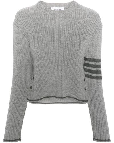 Thom Browne 4-bar Stripes Cable-knit Jumper - Grey