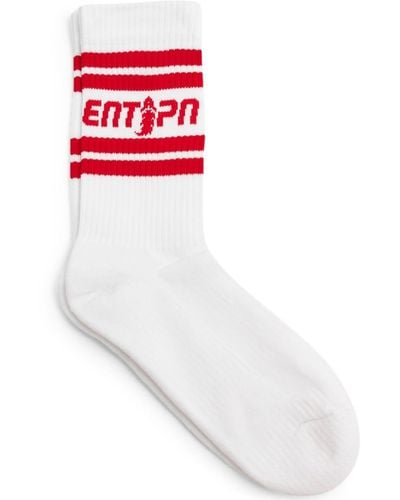 ENTERPRISE JAPAN Logo-intarsia Ribbed-knit Socks - White