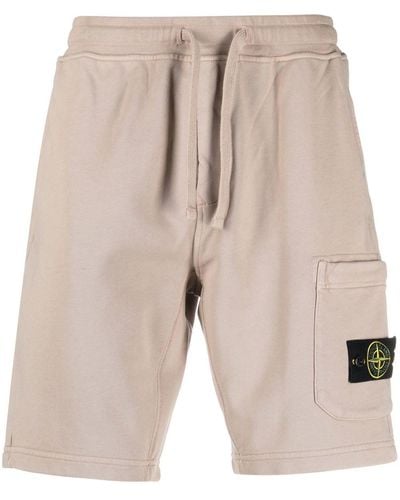 Stone Island Logo-patch Track Shorts - Natural