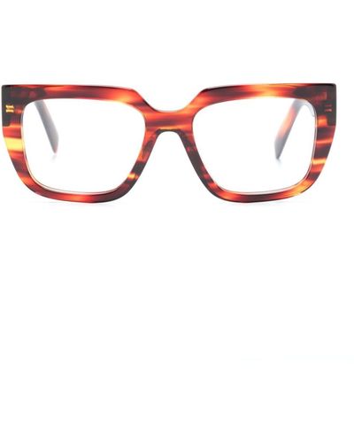Prada Eckige Brille mit grafischem Print - Braun