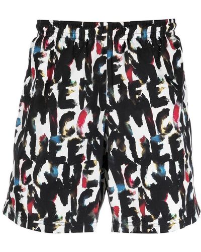 Alexander McQueen Bañador Watercolour Graffiti - Negro