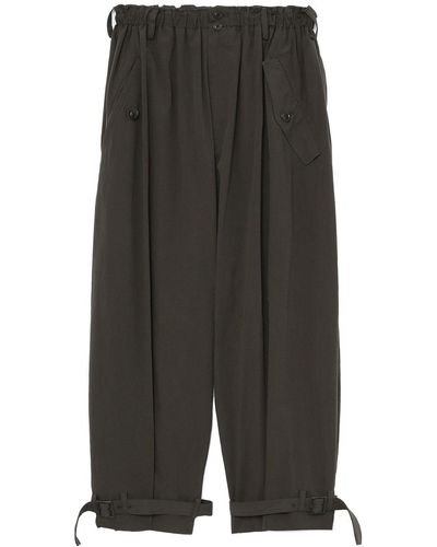 Y's Yohji Yamamoto Drop-crotch Flared Trousers - Grey