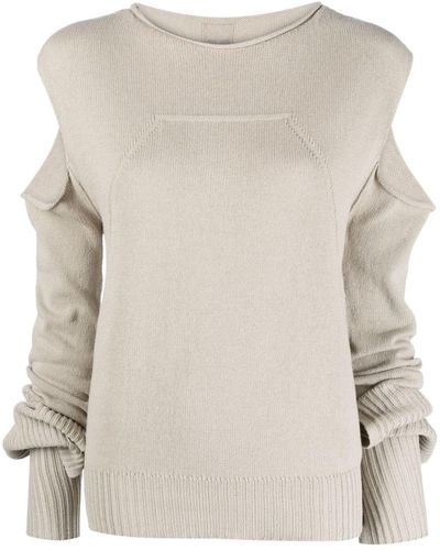 Rick Owens Cut-out Organic Cotton Sweater - Natural