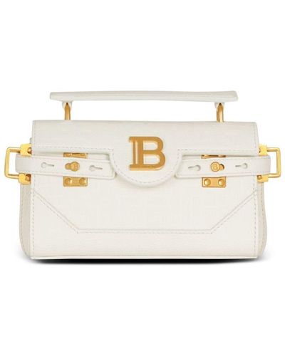 Balmain B-buzz 19 Leather Handbag - White