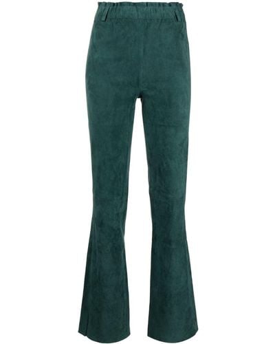 Arma Flared Leather Trousers - Green