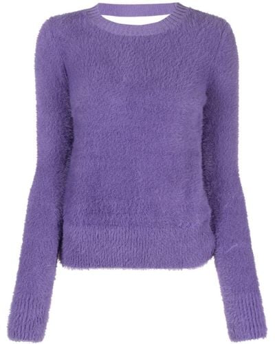 Patrizia Pepe Brushed-effect Crew-neck Sweater - Purple