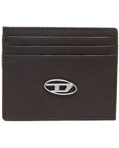 DIESEL Card Case In Grained Leather - Brown