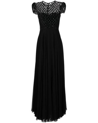 Jenny Packham Vida Bead-embellished Pleated Gown - Black
