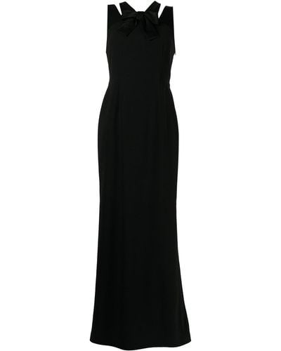 Paule Ka Bow-detail Double-strap Evening Dress - Black