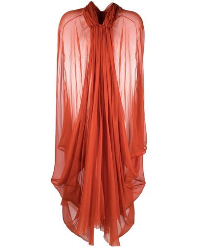 Rick Owens Semi-sheer Pleated Dress - Orange