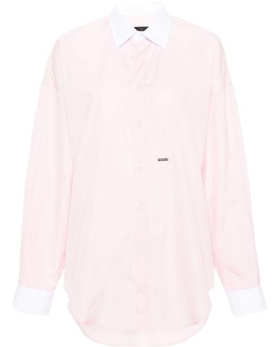 DSquared² Contrasting-collar Cotton Shirt - Pink