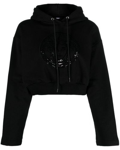 Versace Cropped-Hoodie mit Medusa - Schwarz