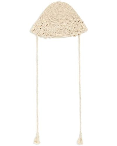 Alanui A Love Letter To India Crochet Bucket Hat - White