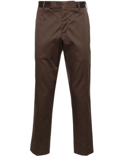 PT Torino Feather-detail Mid-rise Tailored Pants - Brown