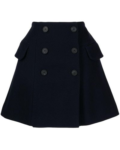 Maison Kitsuné A-line Wrap Miniskirt - Blue