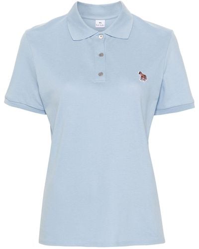PS by Paul Smith Zebra-logo Cotton Polo Shirt - Blue