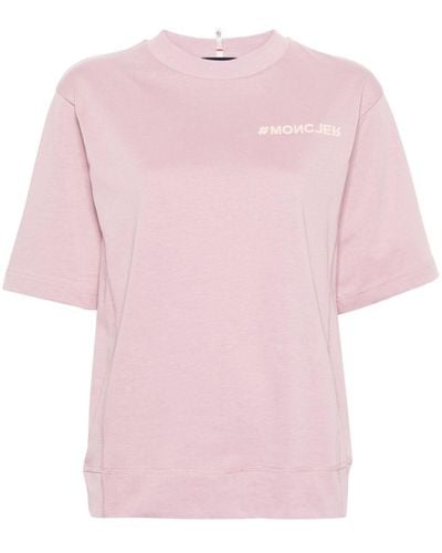 3 MONCLER GRENOBLE T-shirt en coton à logo pailleté - Rose