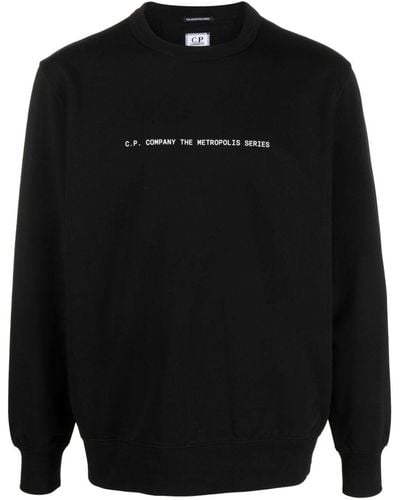 C.P. Company Sweater Van Stretch-katoen Met Grafische Print - Zwart