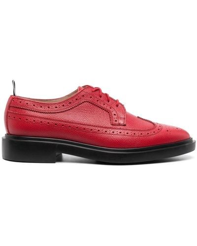 Thom Browne Almond-toe Leather Brogues - Red
