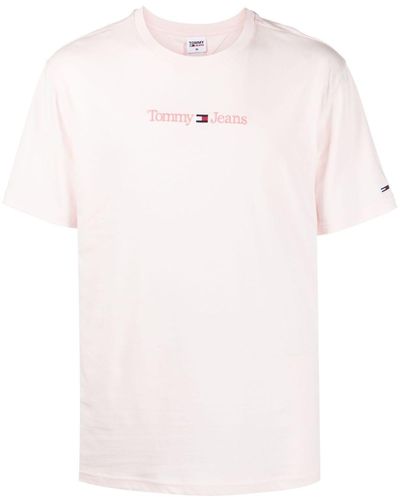 Tommy Hilfiger T-Shirt mit Logo-Stickerei - Pink