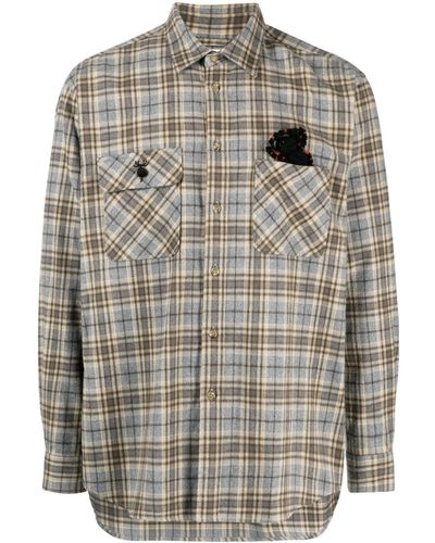 Doublet Chequered 3d-detail Shirt - Grey