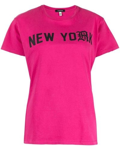 R13 Text-print Cotton T-shirt - Pink