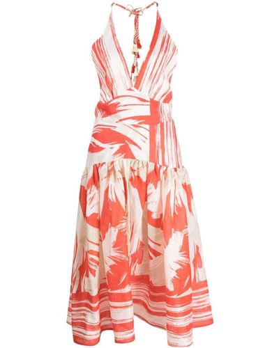 Silvia Tcherassi Stripe-print Backless Midi Dress - Red