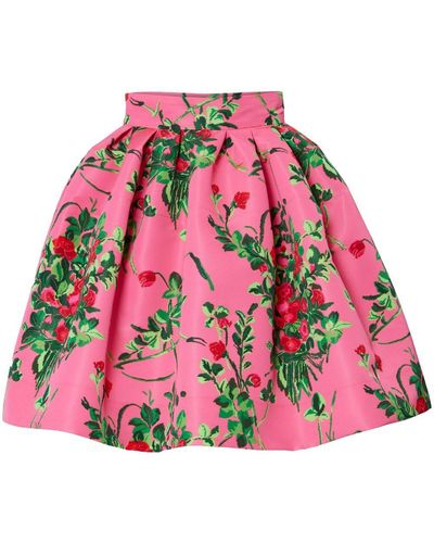 Carolina Herrera Floral-print Full Skirt - Pink