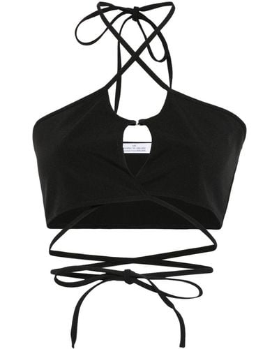 ROKH Crossover-straps Cropped Top - Black