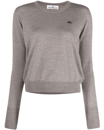 Vivienne Westwood Logo Cotton Sweater - Grey