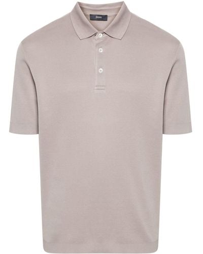 Herno Knitted Cotton Polo Shirt - Natural
