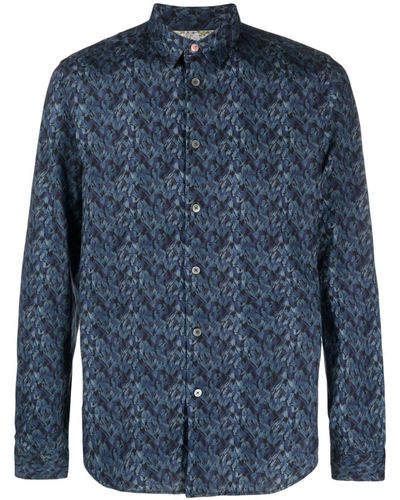PS by Paul Smith Abstract-print Long-sleeve Shirt - Blue