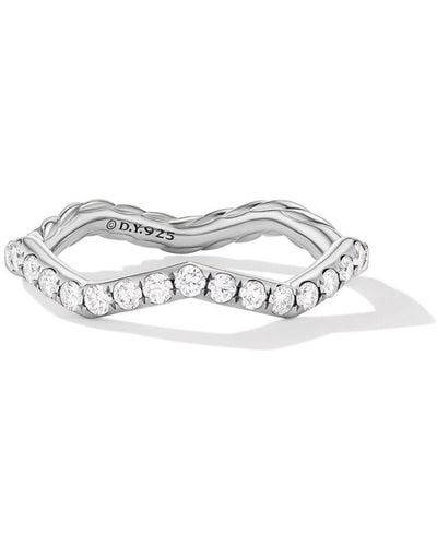 David Yurman Sterling Silver Diamond Band Ring - White